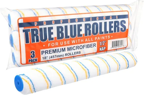 Fundas para rodillos de pintura profesionales True Blue de 18 pulgadas, 18 pulgadas, mejores para todos los tipos de superficies de pintura, paquete