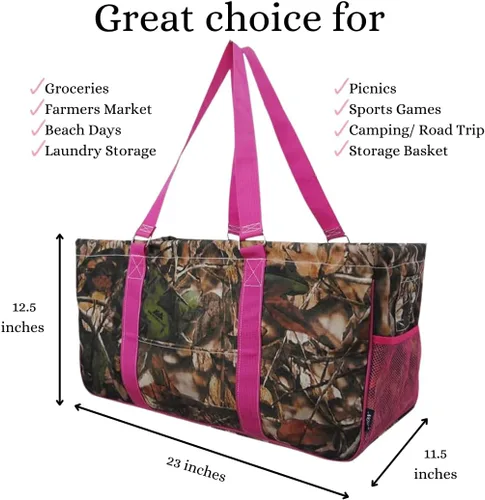 Miniatura 50 de NGIL Bolsa de comestibles reutilizable extra grande plegable de gran tamaño para comestibles, almacenamiento, picnic, playa, Bronco-negro occidental