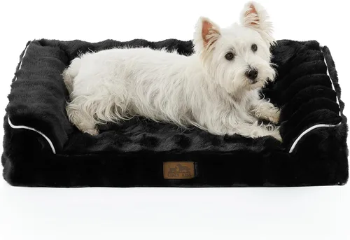 Miniatura 11 de COZY KISS Cama ortopédica de piel sintética de conejo para perro, cama grande para perro, sofá de espuma de apoyo para mascotas con funda de forro