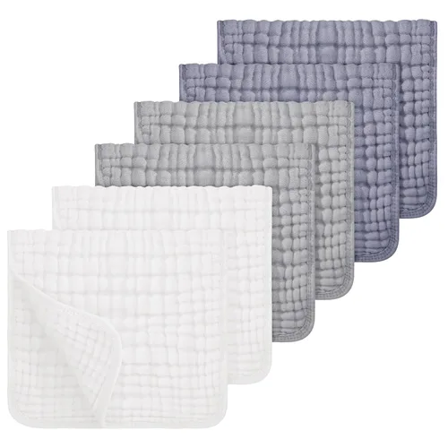 Miniatura 10 de Looxii - Paquete de 12 trapos de muselina para eructos, 100 % algodón, grandes, 20 x 10 pulgadas, extrasuaves y absorbentes, para bebés, niños