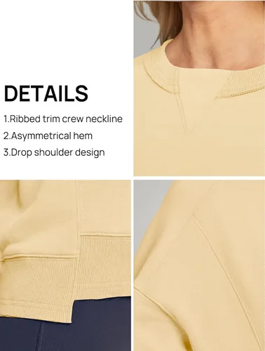 Miniatura 5 de MEROKEETY Sudaderas recortadas de gran tamaño para mujer, cuello redondo, forro polar, para entrenamiento, trajes de otoño