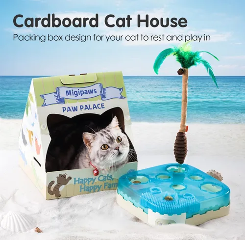 Miniatura 5 de Migipaws Juguete Interactivo 7 en 1 para Gatos Activado por Movimiento Conjunto de Juego para Interiores con Pelota de Gato de Rebote Automático