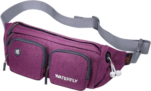WATERFLY Riñonera de cangurera: bolsa de viaje para la cadera, bolsa cruzada de talla grande, paquete de fannies, cinturón ajustable, para hombre y