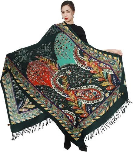 Miniatura 297 de DANA XU Manta de pashmina extragrande 100% de lana merina, bufanda de viaje, bufanda de cachemira para mujer, otoño e invierno, chal de gran