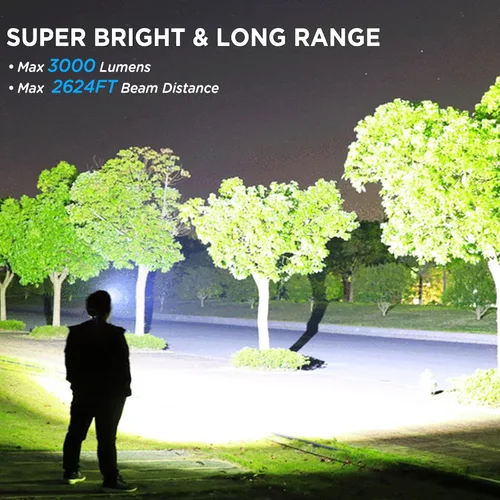 Miniatura 2 de NJ FOREVER - Linterna frontal LED recargable, 3000 lúmenes, súper brillante, con 5 modos, ajustable a 90°, recargable por USB, impermeable