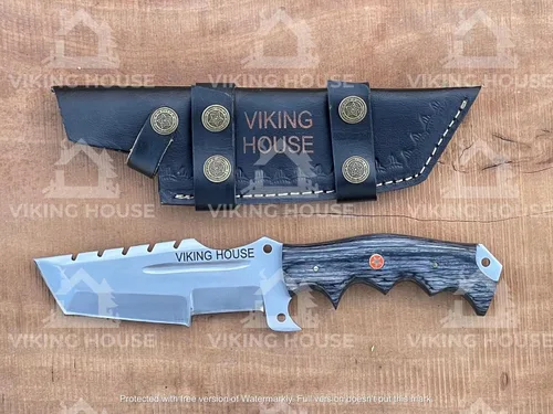 Miniatura 7 de I - Cuchillo rastreador hecho a mano, cuchillos de caza de acero D2, mango de madera de dólar, cuchillo de hoja fija, mano derecha, scout, llevar