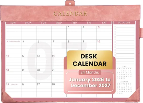 Miniatura 21 de Yoment Calendario de escritorio 2026, enero de 2026 a diciembre de 2027, 2026, calendario de escritorio grande de 17 x 12 pulgadas, calendario 2026