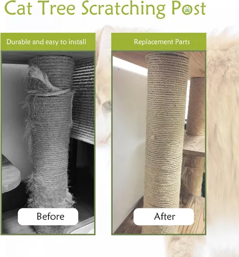 Miniatura 5 de 4 piezas de repuesto de poste rascador de gato para interiores de 15.7 x 3.1 pulgadas, piezas de repuesto de árbol de gato, sisal natural, poste