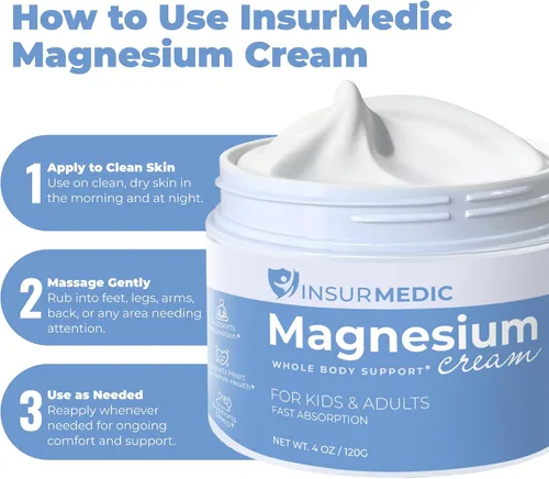 Miniatura 7 de Crema de magnesio para neuropatía – Calambres musculares nerviosos Dolor corporal y apoyo a la hora de acostarse – Loción tópica nocturna