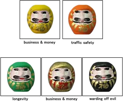 Miniatura 3 de Daruma Fortune Dolls (1.9 in, juego de 10, fabricadas en Japón)