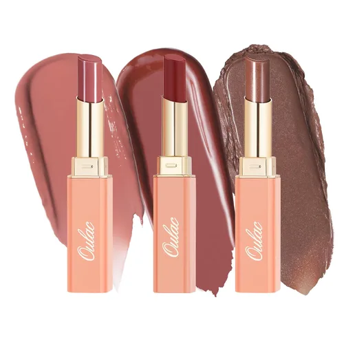 Miniatura 17 de Oulac Lápiz Labial Rosa Hidratante con Brillo - Lápiz Labial Hidratante Bálsamo Labial Tintado Brillante, Acabado Brillante Transparente Jugoso