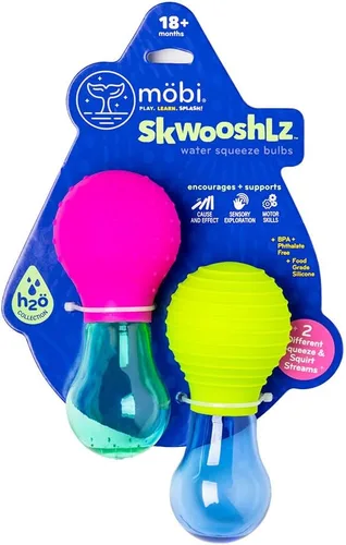 Mobi Skwooshlz Bombillas Exprimibles de Agua - Juguetes de Baño de Silicona para Bebés, Juguetes de Bañera para Bebés para Niños Pequeños, Sin Látex