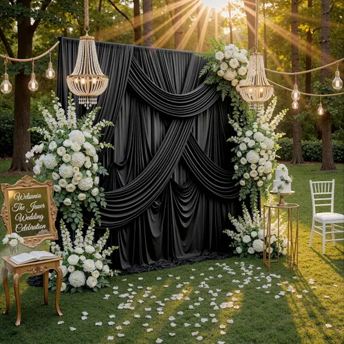 Miniatura 8 de Cortinas de fondo negras negras sin arrugas para fiestas, cortinas de tela gruesa para telón de fondo de fotos para cumpleaños, bodas, baby shower