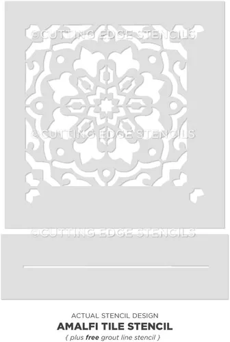 Miniatura 5 de Cutting Edge Stencils Amalfi - Plantilla de azulejos reutilizable para pintar azulejos, hormigón, patios y paredes, decoración del hogar