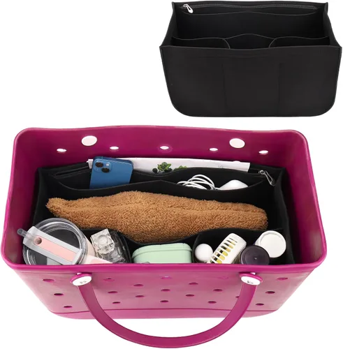 AIERSA Organizador de bolsas de playa de goma compatible con bolsa BoggSimply Southern Tote, bolsa divisora de fieltro con cremallera para