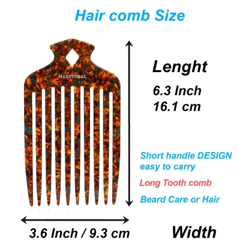 Miniatura 3 de 15N - Peine de pelo afro profesional para una definición definitiva de rizos, ideal para hombres, mujeres y niños, peine de dientes largos