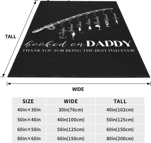 Miniatura 4 de Manta personalizada para papá con nombres de niños de 1 a 10 años, manta con texto en inglés "Thank You for Being The Best Dad Ever", para el Día