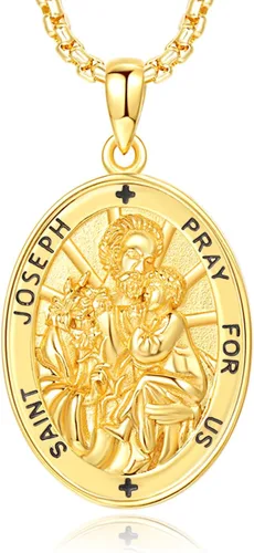 Miniatura 549 de Collar de plata de ley 925 con medalla de San Patrón, colgante de protección católica, amuleto, joyería religiosa para hombres y mujeres