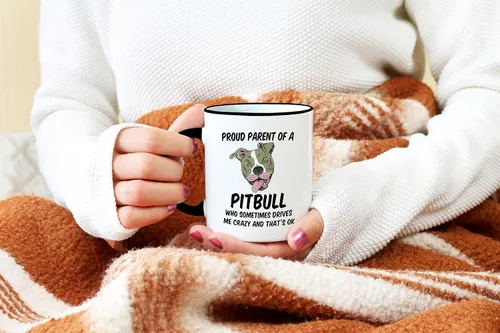 Miniatura 5 de Casitika Taza Pitbull. Taza de café Pit Bull Dad de 11 onzas. Orgulloso padre de un perro Pitbull que a veces me vuelve loco y eso está bien. Regalo