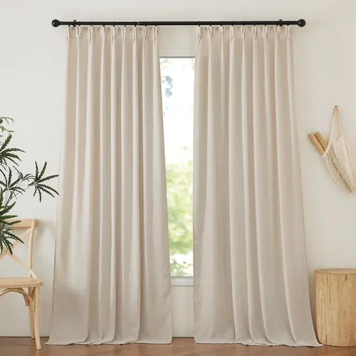 Miniatura 22 de NICETOWN Cortinas transparentes de lino de 84 pulgadas de largo, cortinas transparentes con pinza y bolsillo para barra con pestaña trasera