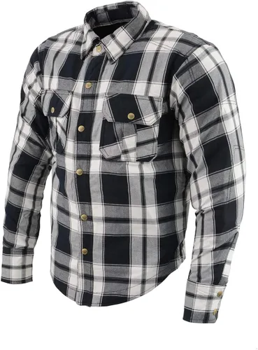 Miniatura 18 de Camisa de motociclista Milwaukee Leather para hombre, de franela a cuadros con fibra de aramida y armadura, Mediana MPM1654