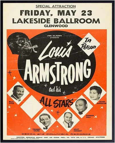 Póster de Louis Armstrong, 8x10 - Arte de pared afroamericano - Decoración de pared de historia negra - Arte negro - Foto de cultura vintage -