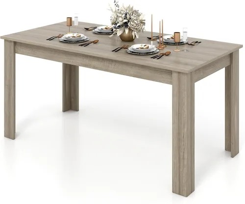 Miniatura 11 de Giantex Mesa de comedor para 6, mesa de cocina rectangular con capacidad de 330 libras, estructura estable, 63 pulgadas de largo x 31.5 pulgadas