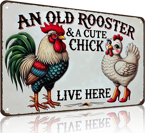 Miniatura 13 de Smilelife Regalo Gracioso de Pollo Letrero de Metal con Texto en Inglés "Chicken Cluck Around and Find Out" para Decoración de Hogar, Granja, Blanco