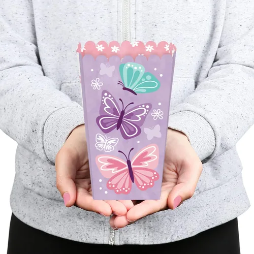 Miniatura 5 de Big Dot of Happiness Beautiful Butterfly - Cajas de palomitas de maíz con diseño floral para baby shower o cumpleaños, juego de 12