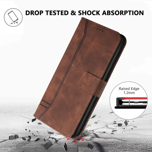 Miniatura 6 de Compatible with Motorola Moto E22/E22i, Leather Business Fashion Casual Phone Wallet Cover with Card Holder Slots Shockproof Kickstand Case-Coffee