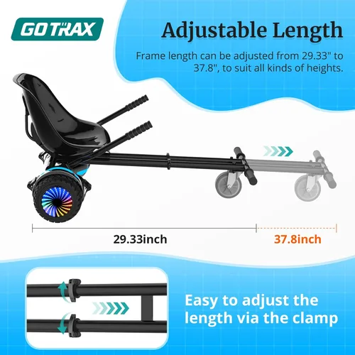 Miniatura 3 de Gotrax Hoverboard - Accesorio de asiento de kart para patineta de equilibrio automático de 6.5", 8", 8.5", 10", longitud del marco ajustable