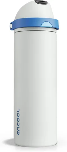 Miniatura 59 de ENCOOL Botella de agua aislada con popote, botella de agua de acero inoxidable con tapa de botón, a prueba de fugas y sin BPA, mantiene el frío Atún