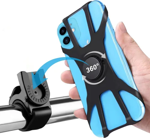 Miniatura 8 de Kinizuxi Paquete de 2 soportes universales para teléfono para bicicleta, soportes de silicona de rotación 360 para iPhone y Samsung, compatibles