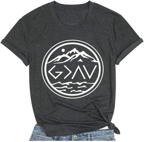 Miniatura 5 de God is Greater Than The High and Lows - Camiseta de manga corta para mujer diseño gráfico inspirador de montaña cristiana