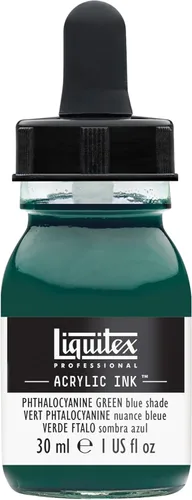Liquitex - Pintura acrílica profesional INK! Jarro de 1 onza, color blanco de titanio Sombra azul verde ftalocianina