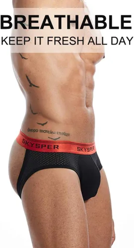 Miniatura 4 de SKYSPER Suspensorio de malla transpirable para hombre, 2 piezas, 3 piezas, 4 piezas, ropa interior masculina, partidarios atléticos para hombres