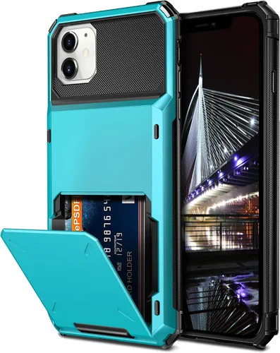 Miniatura 21 de Vofolen Funda compatible con iPhone 12, cartera 5G, 4 ranuras para tarjetas, tarjetero con bolsillo oculto, doble capa, cubierta trasera protectora