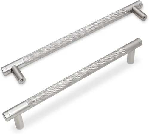 Miniatura 45 de Paquete de 10 tiradores para gabinete de cocina, tiradores mate negro y bronce champán, tiradores de cajón estriados negros, herrajes de cocina