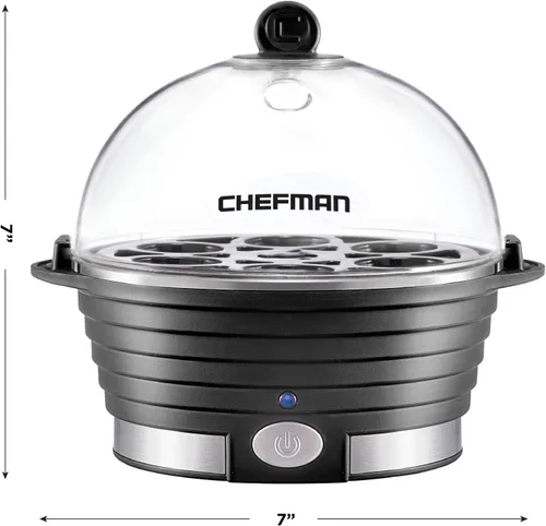 Miniatura 7 de Chefman Egg-Maker Escalfador Rápido, Vaporera de Alimentos y Verduras, Hace Rápidamente Hasta 6, Duros, Medianos o Suaves Hervidos, Bandeja