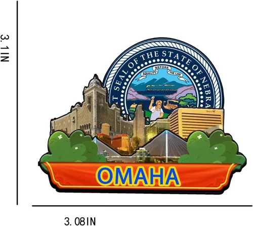 Miniatura 3 de Omaha Nebraska - Imán de madera para nevera, diseño 3D, recuerdos coleccionables, decoración hecha a mano, 1622