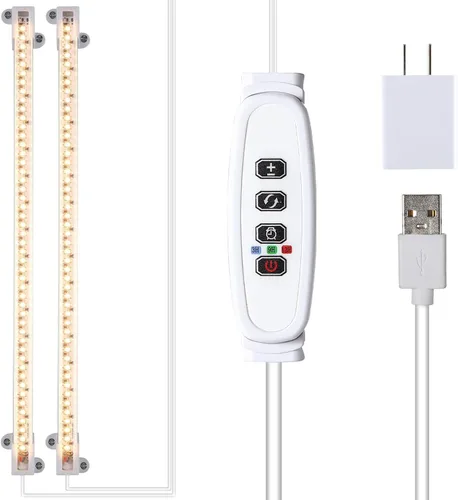 Miniatura 14 de RWNTAO Lámpara de cultivo de una tira de 2 unidades, tiras de luz LED de espectro completo para plantas de interior con temporizador de encendido