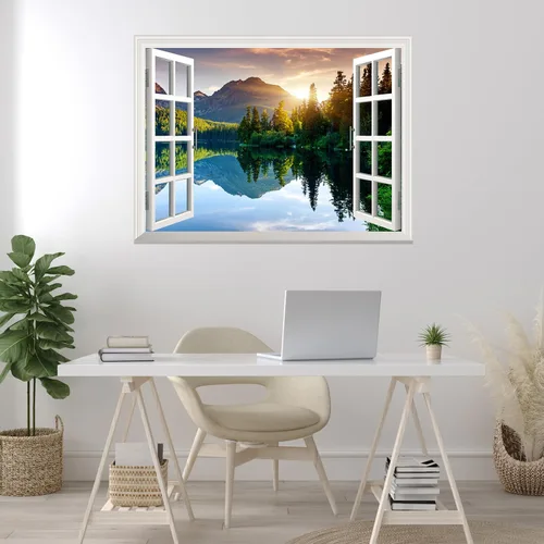 Miniatura 15 de Wall26 - Adhesivo para pared / Mural para pared, extraíble, diseño de río en un pueblo tranquilo, decoración para pared, vista creativa de ventana