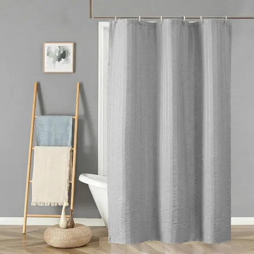 Miniatura 22 de Aiyufeng Moga - Cortina de ducha verde salvia, cortinas de ducha texturizadas en relieve 3D para baño, cortina de baño de tela de poliéster de lujo