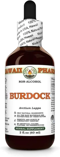 Hawaii Pharm Extracto de bardana sin alcohol, glicerita para apoyo inmunológico, promueve la piel clara, ayuda a la digestión, apoya la función
