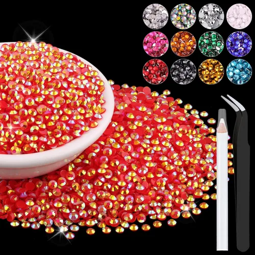 Miniatura 68 de 12000 diamantes de imitación de resina de 0.079 pulgadas a granel para manualidades (transparente), cristales deslumbrantes con parte trasera plana