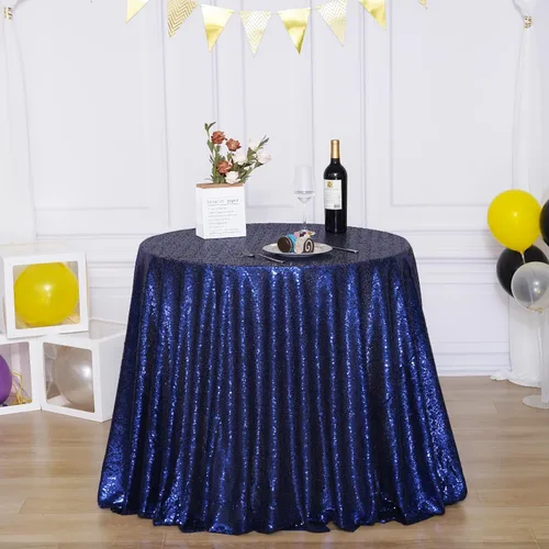 Miniatura 2 de mantel redondo con lentejuelas para tortas y postres de fiestas, para mesa de exhibición y eventos
