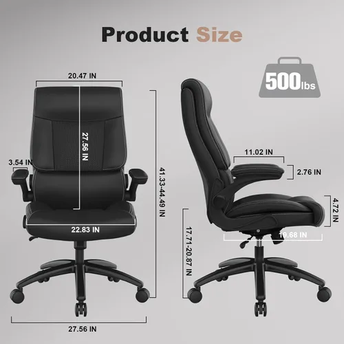 Miniatura 3 de Youhauchair Silla de oficina ergonómica grande y alta, silla de escritorio ejecutiva de piel sintética de 500 libras con soporte lumbar