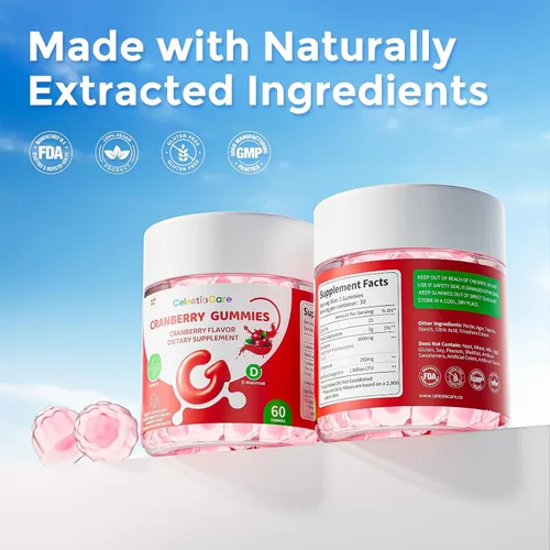 Miniatura 7 de Gomitas de arándanos con probióticos y D-manosa para mujeres y hombres - Salud de la vejiga y el tracto urinario, apoyo digestivo e inmunológico