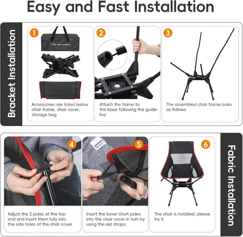 Miniatura 6 de Silla de camping de respaldo alto, silla plegable giratoria con soporte para la cabeza, bolsillo lateral para tazas, rotación flexible de 360°