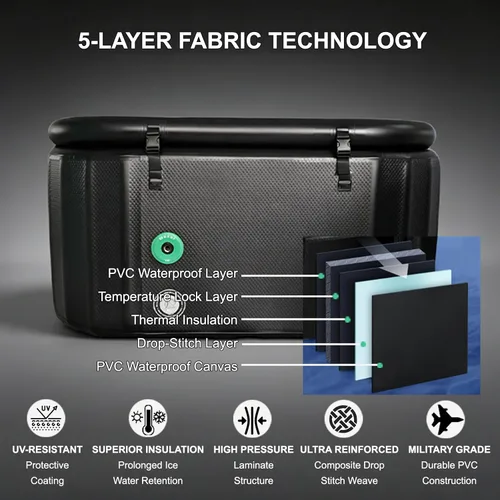 Miniatura 6 de Bañera fría de lujo de 120 galones con enfriador de agua de 2600 W, bañera de hielo portátil para uso en exteriores o interiores, enfriador